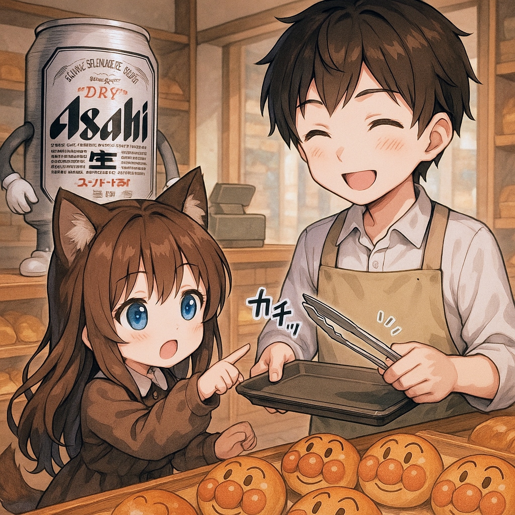 アンパンマンのパンを買ってほしい小さな女の子