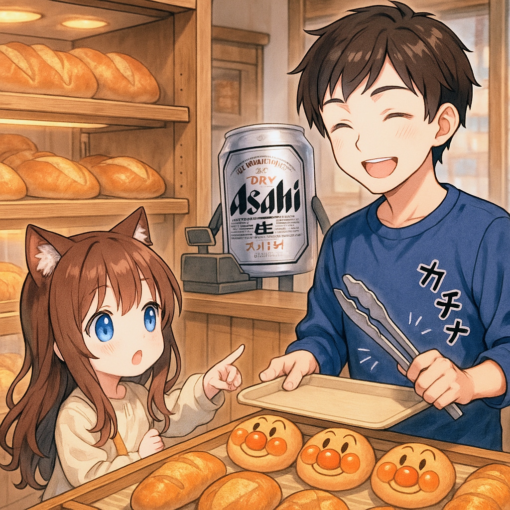 アンパンマンのパンを買ってほしい小さな女の子