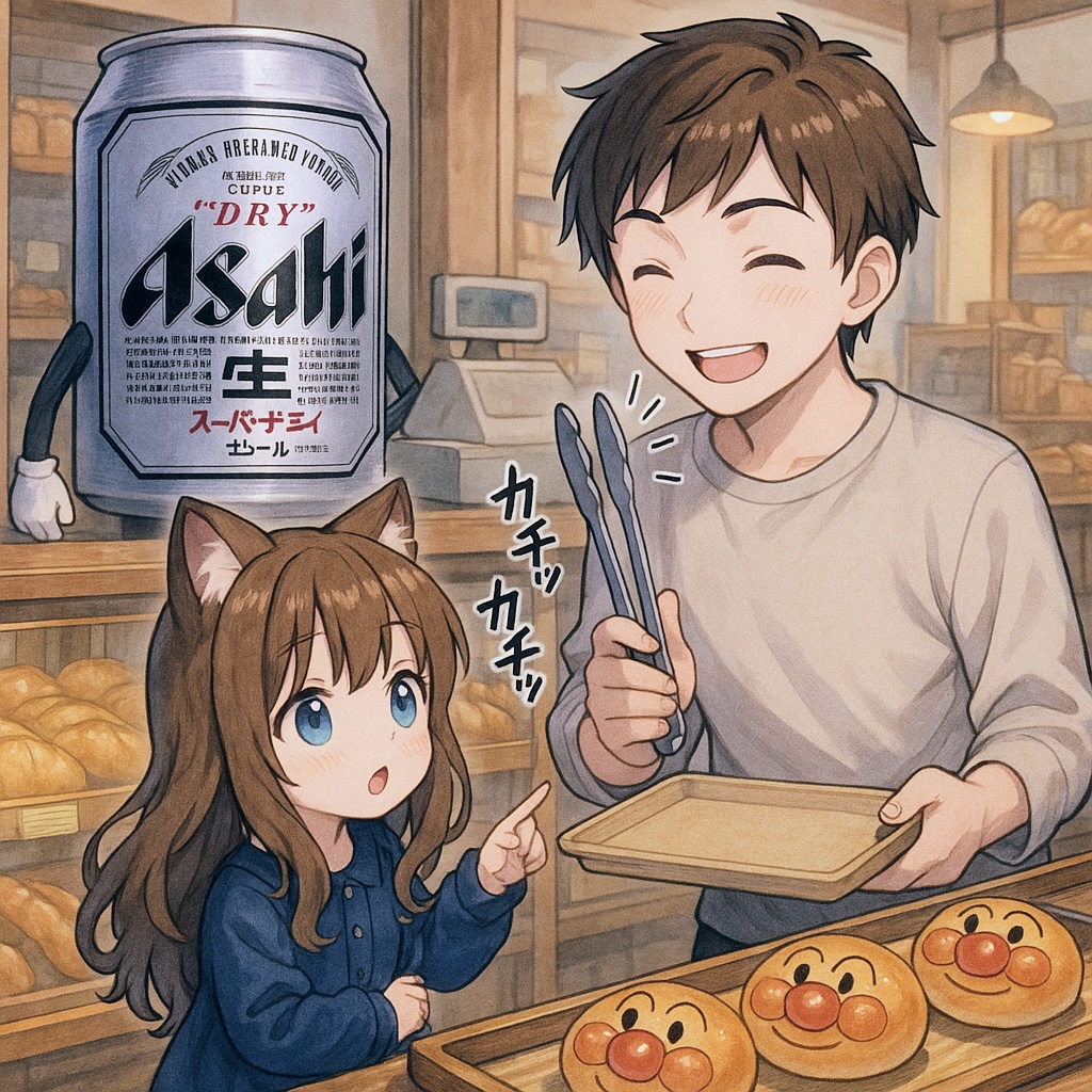 アンパンマンのパンを買ってほしい小さな女の子