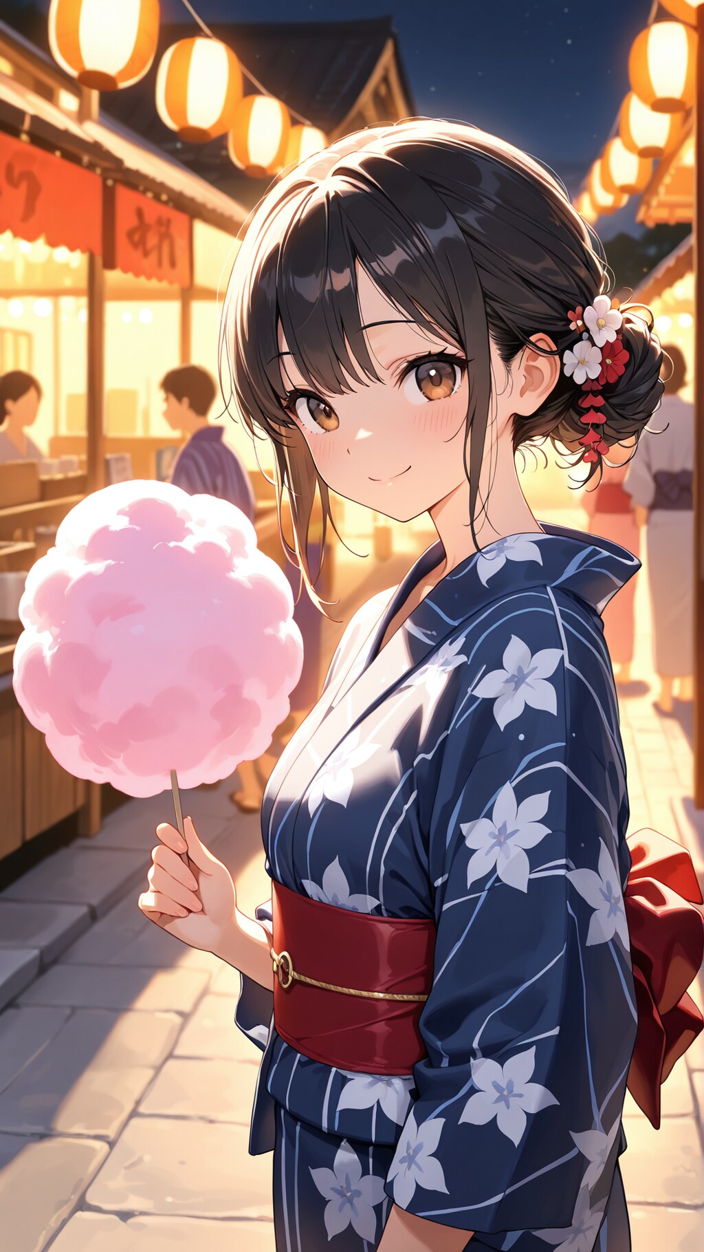 黒髪美少女 浴衣 夏祭り