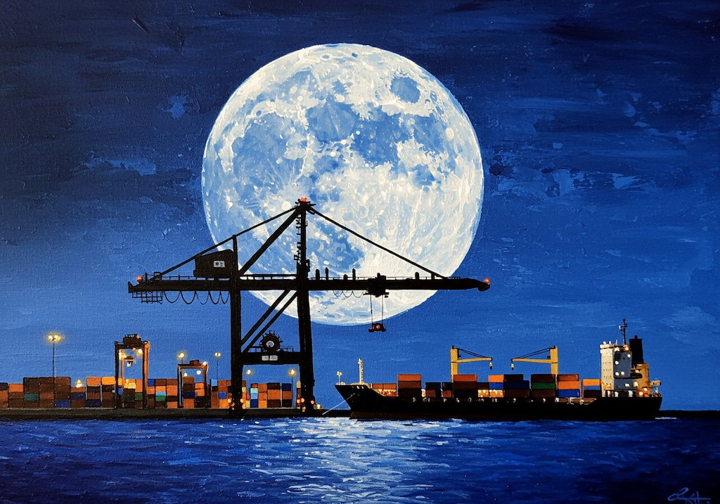 名月10･ガントリークレーンとコンテナ船