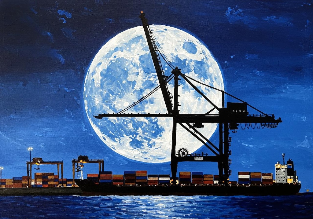 名月10･ガントリークレーンとコンテナ船