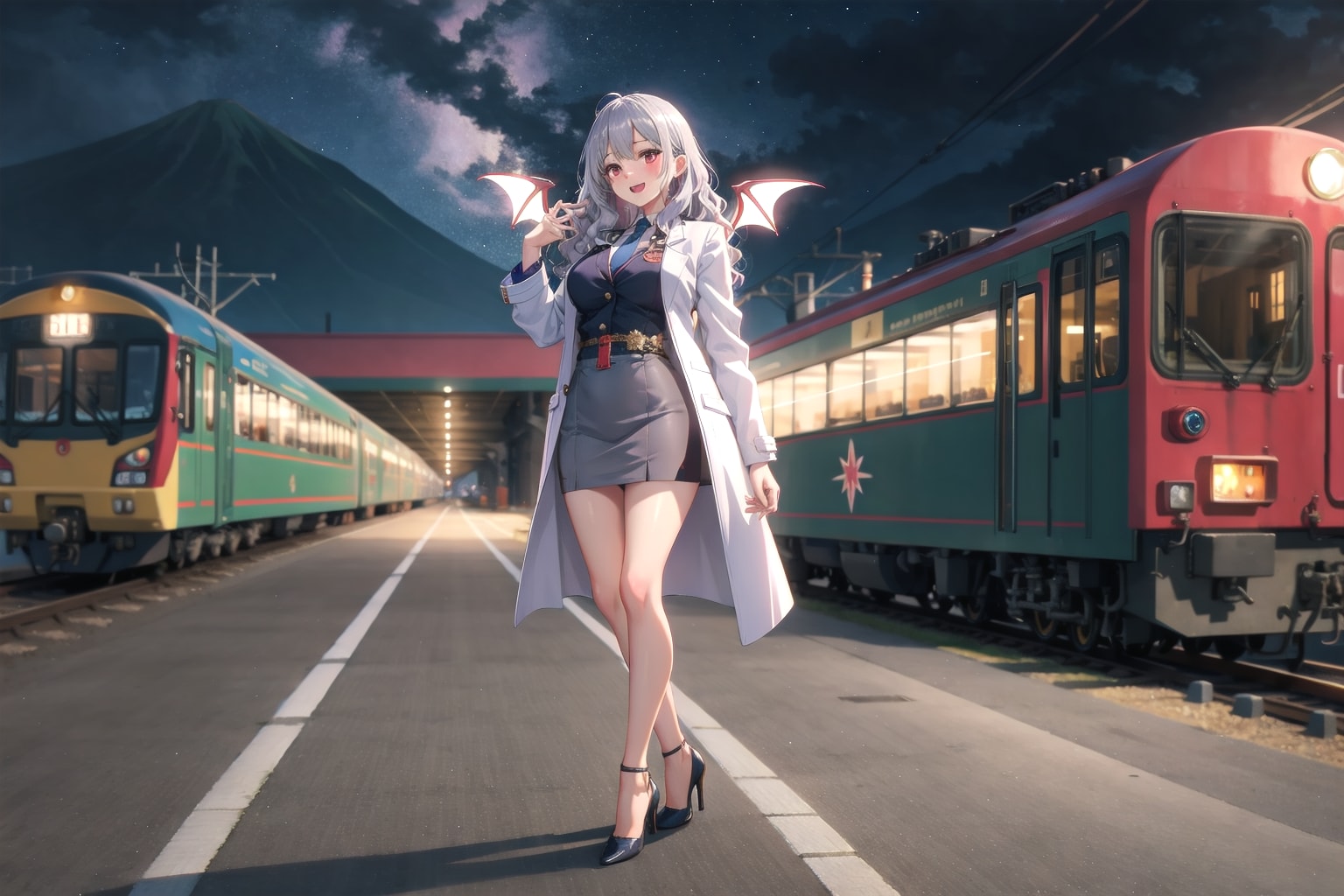 夜の駅 | の人気AIイラスト・グラビア