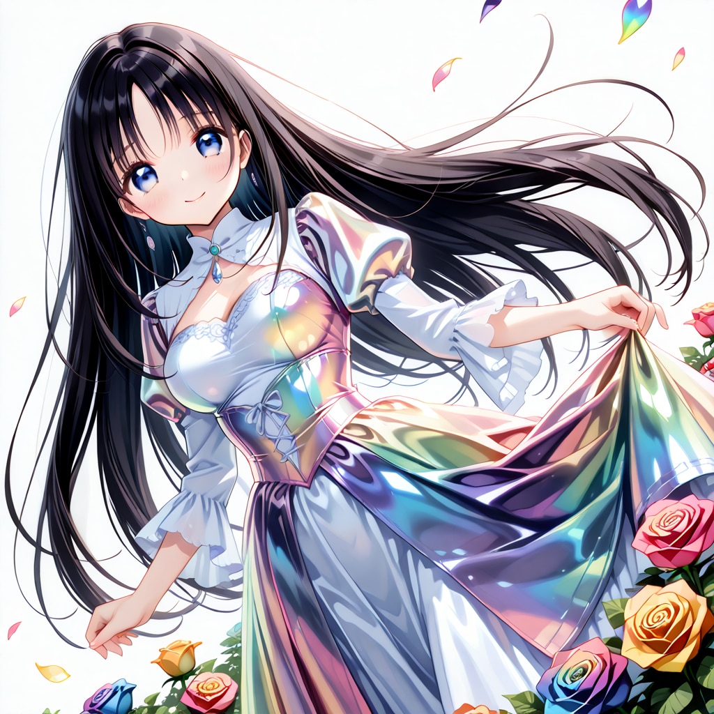 レインボーローズと虹色のドレス | の人気AIイラスト・グラビア