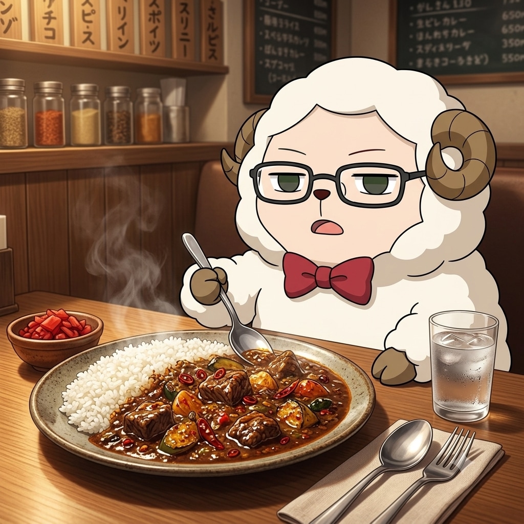 深夜にスパイシーカレー画像をタイムラインに載せるヒツジ🍛