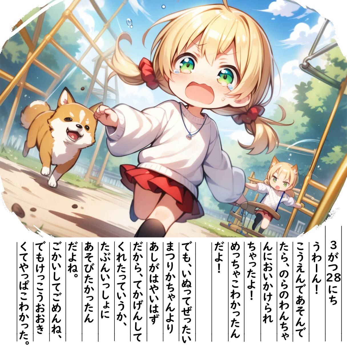 【絵日記】おっかけられちゃった | の人気AIイラスト・グラビア