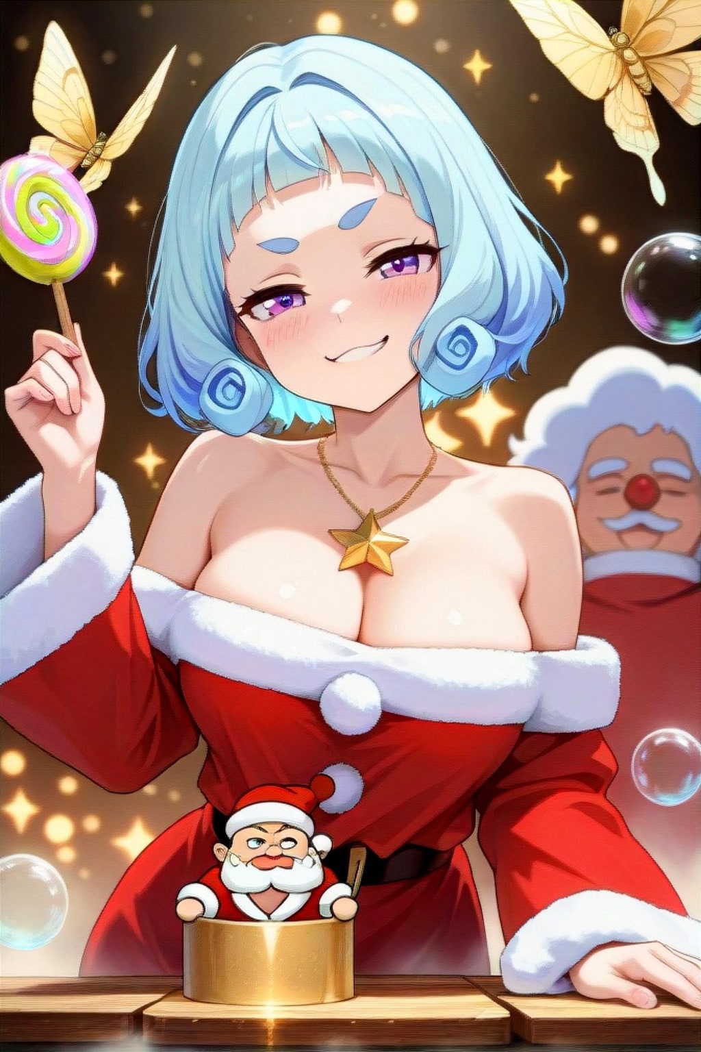 飴を舐める青髪ちゃん