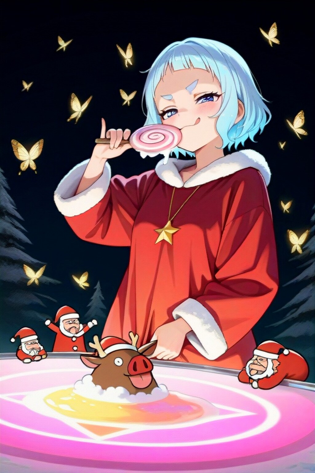 飴を舐める青髪ちゃん