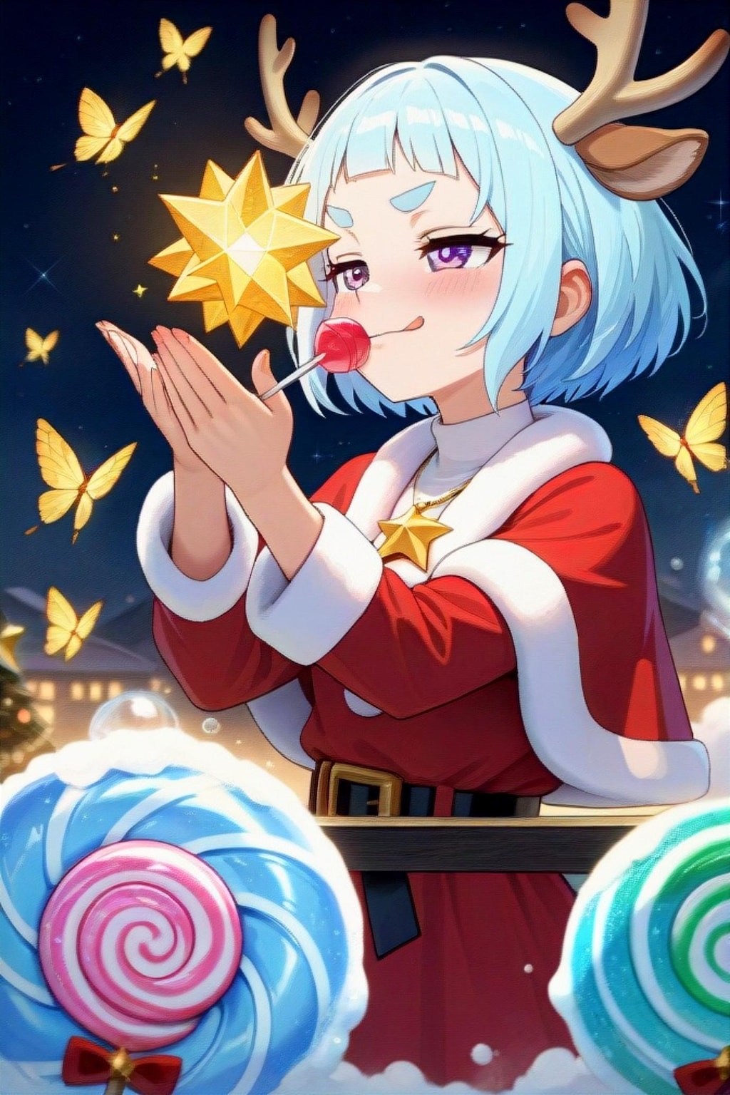 飴を舐める青髪ちゃん