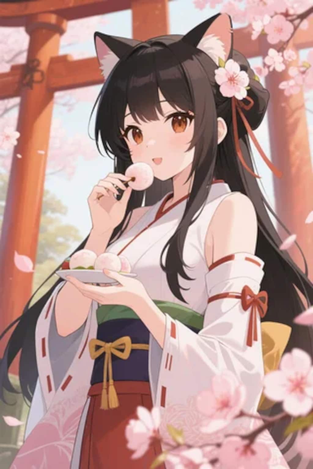 お餅を食べるさくらちゃん