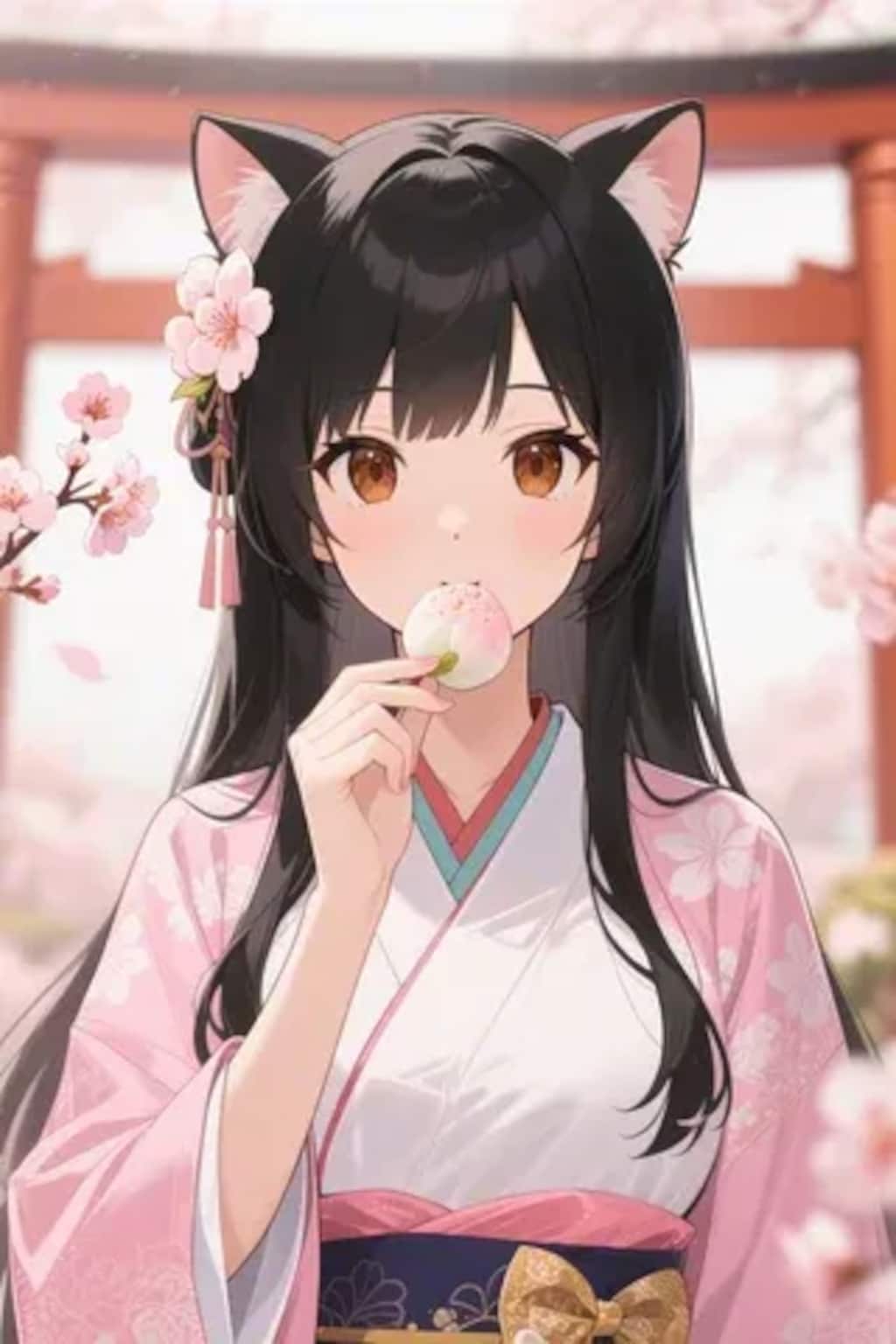 お餅を食べるさくらちゃん