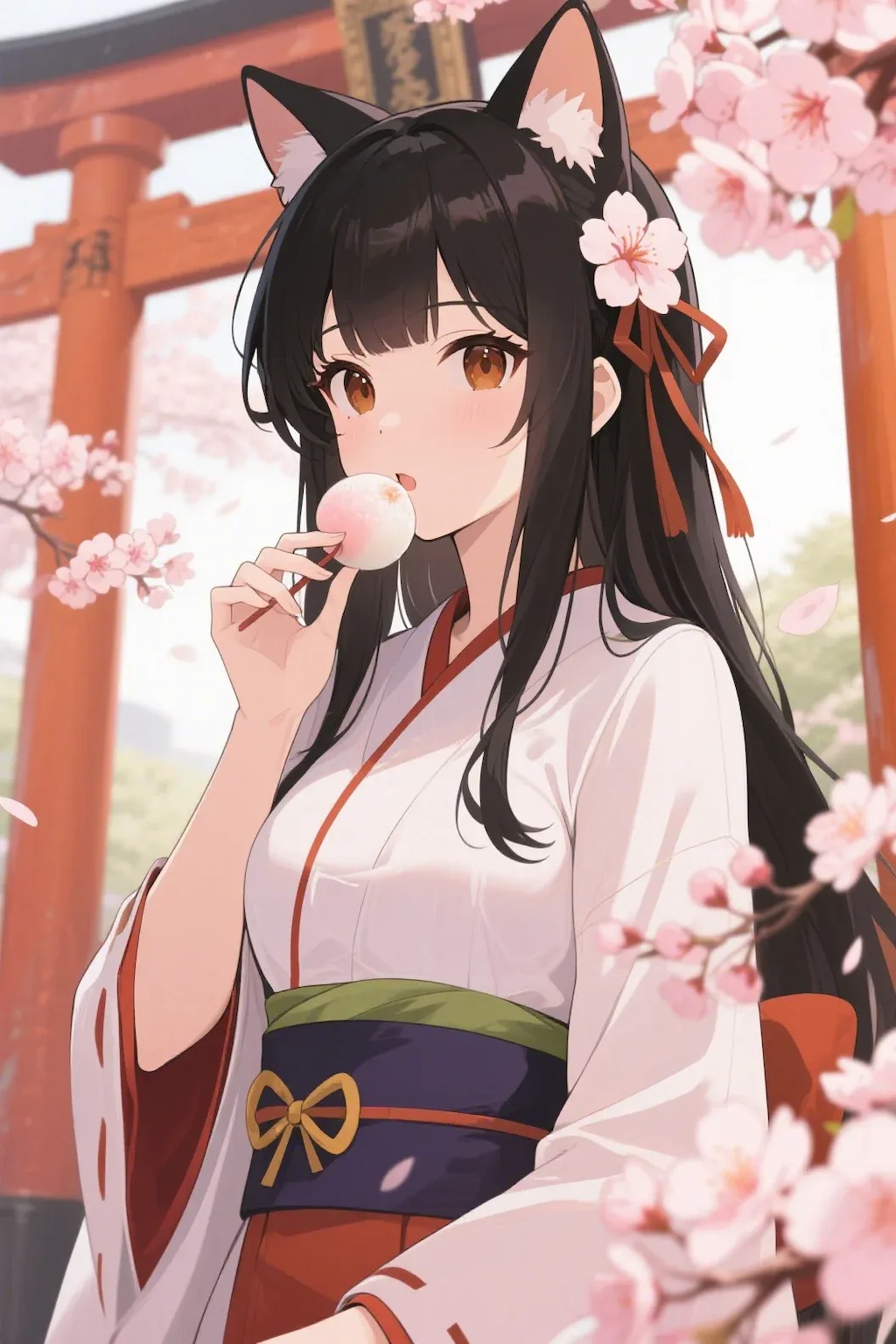 お餅を食べるさくらちゃん