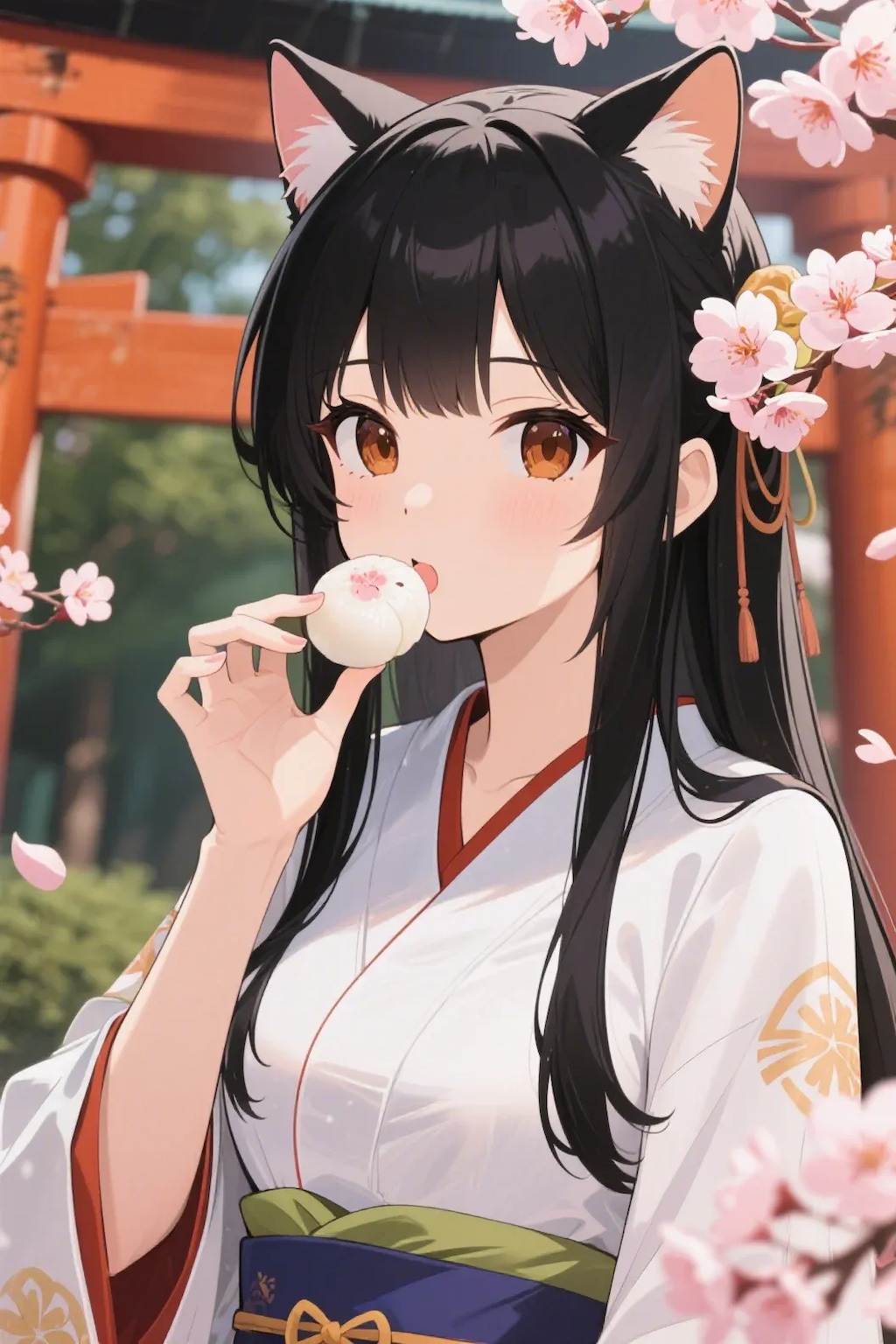 お餅を食べるさくらちゃん