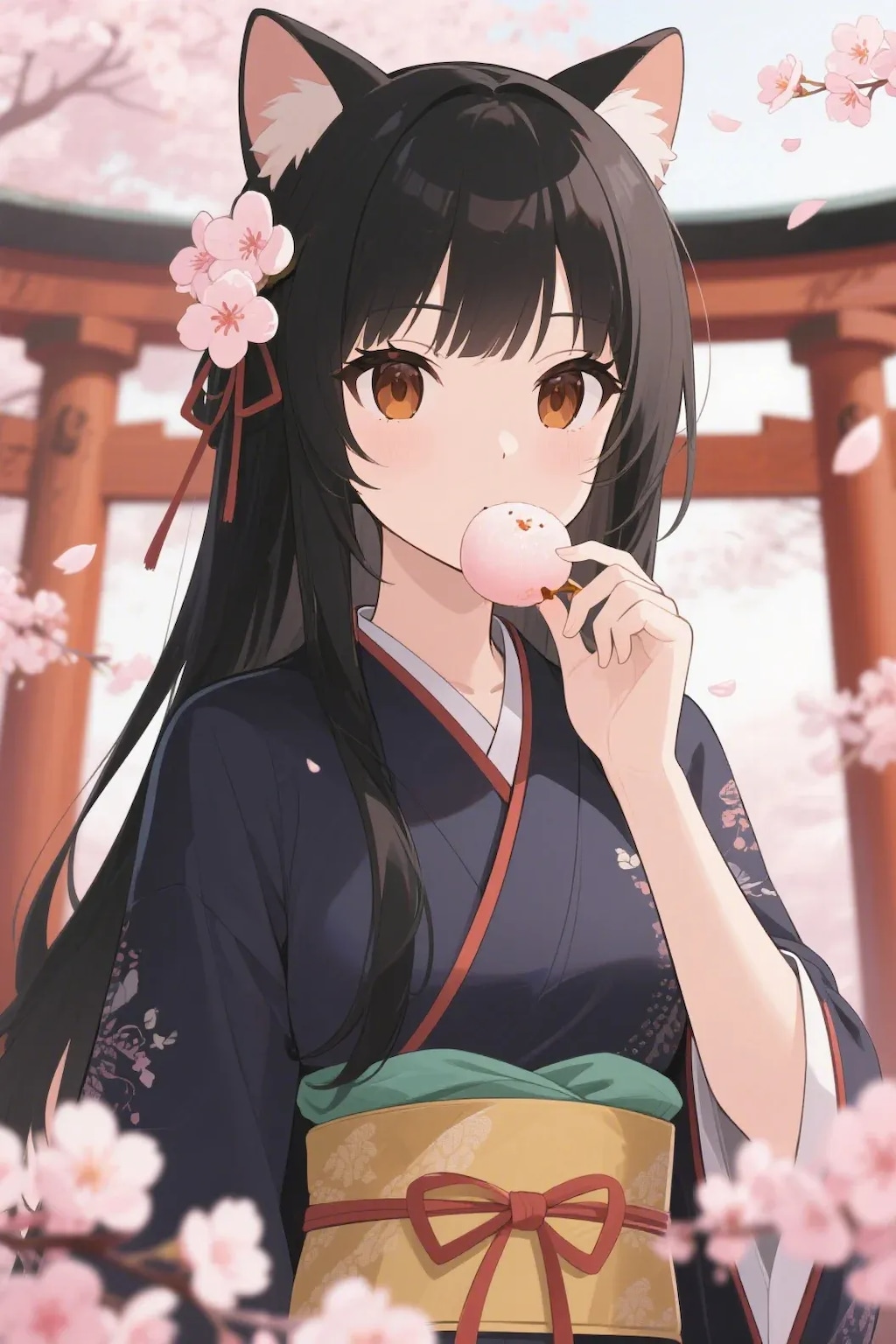 お餅を食べるさくらちゃん