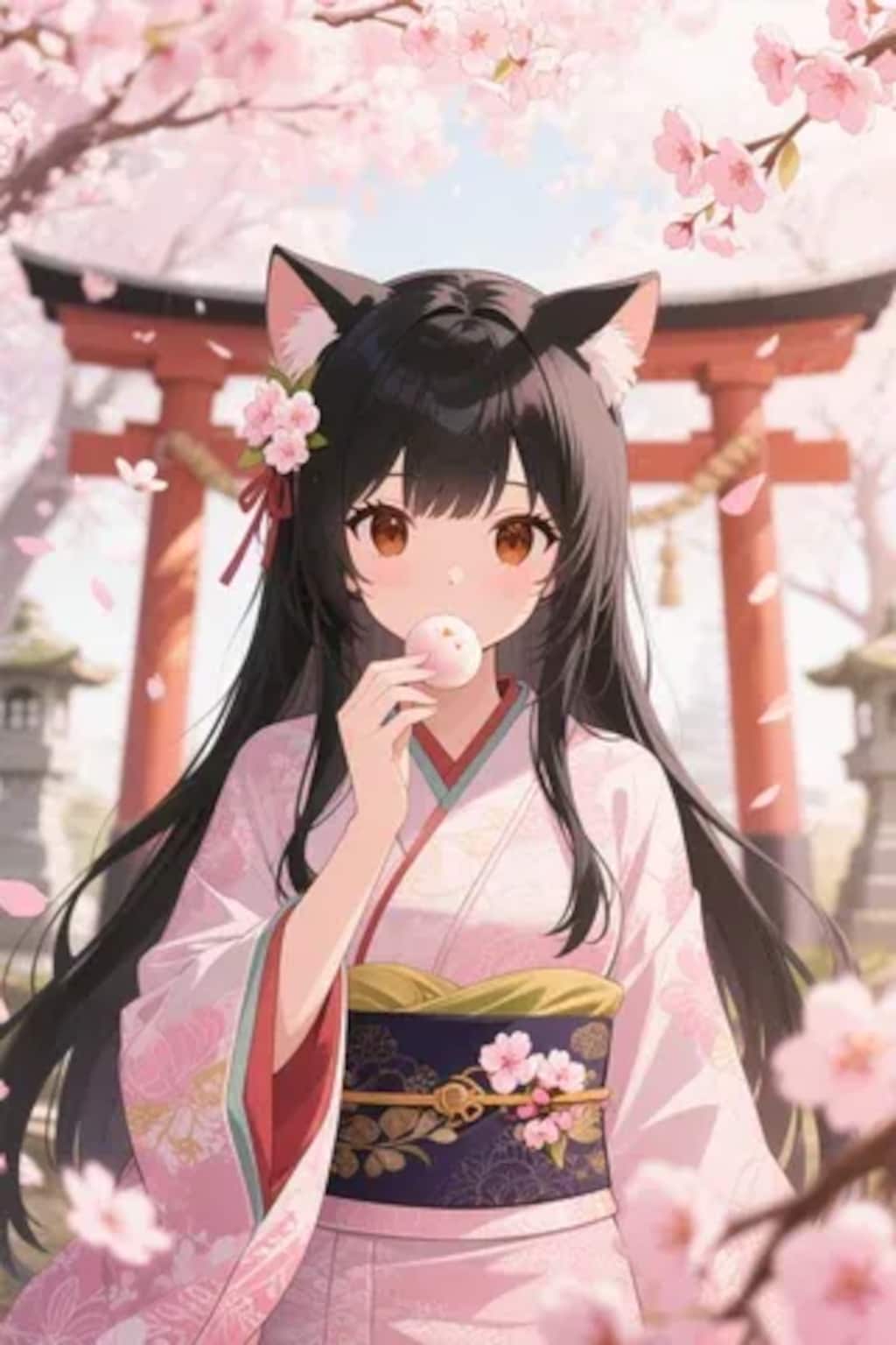 お餅を食べるさくらちゃん