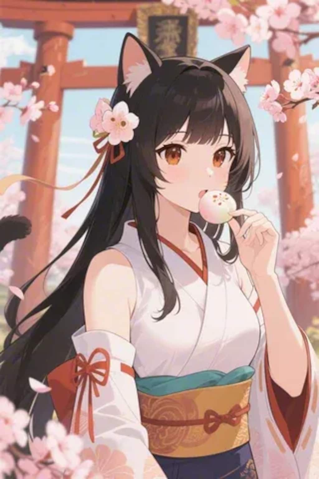 お餅を食べるさくらちゃん