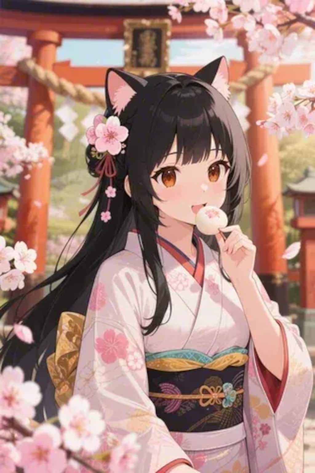 お餅を食べるさくらちゃん