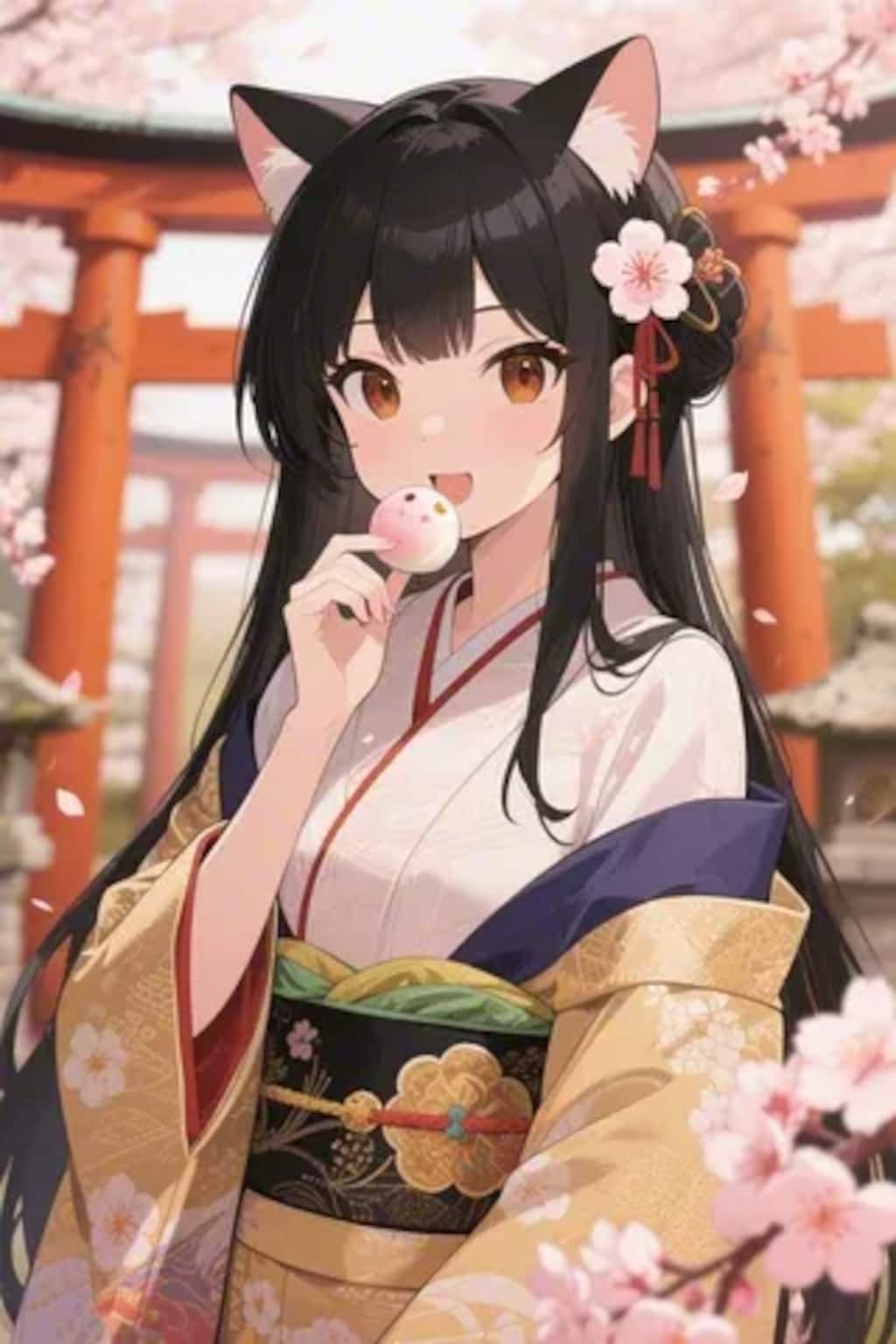 お餅を食べるさくらちゃん