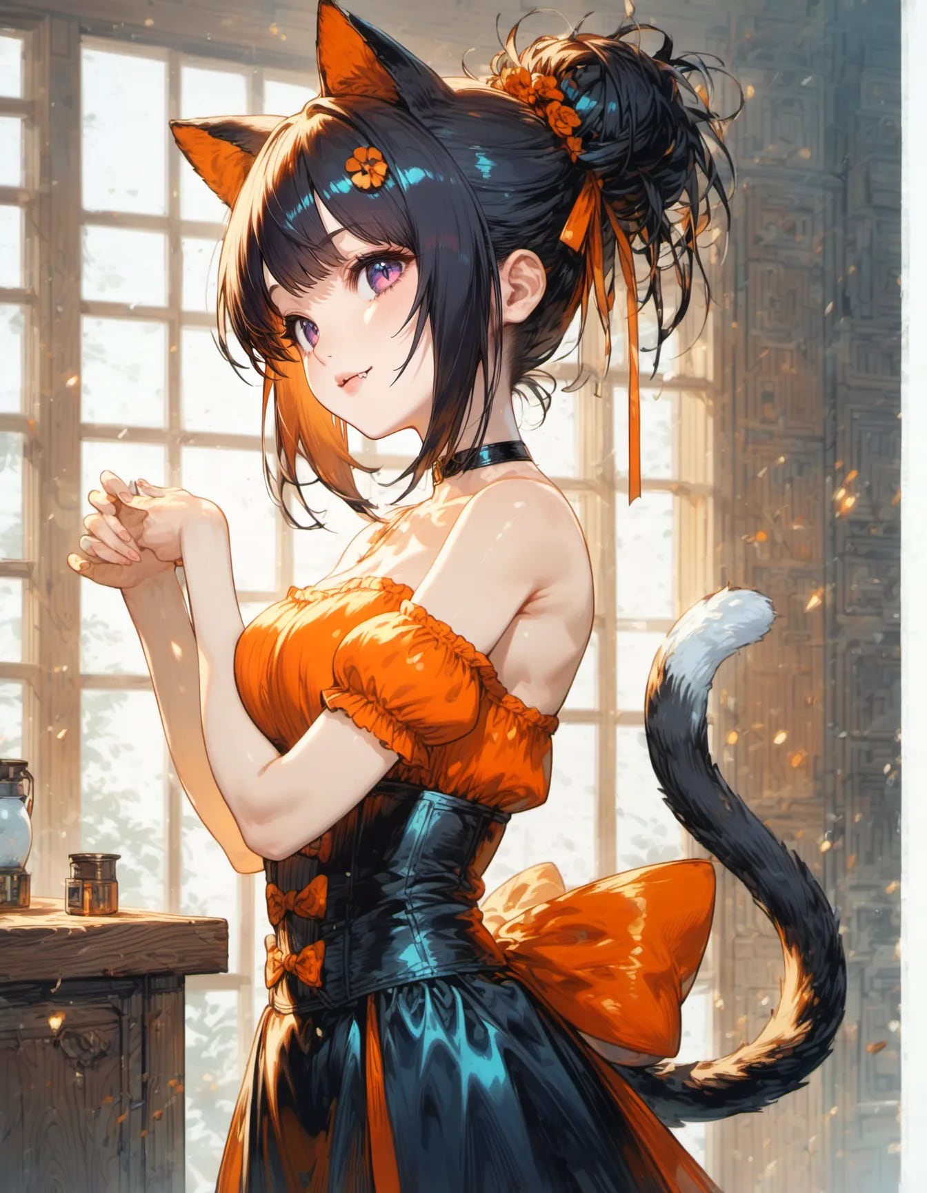The Feline Muse in Amber | の人気AIイラスト・グラビア