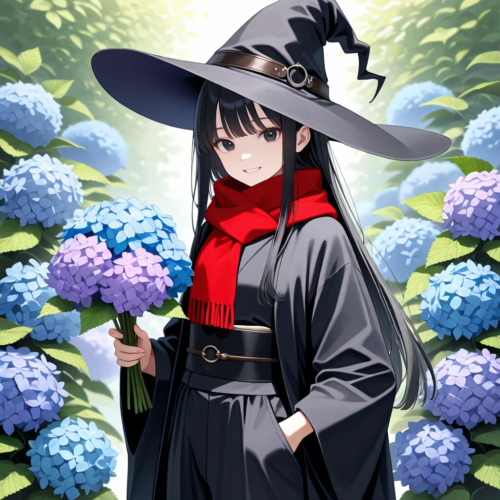紫陽花と魔女さん