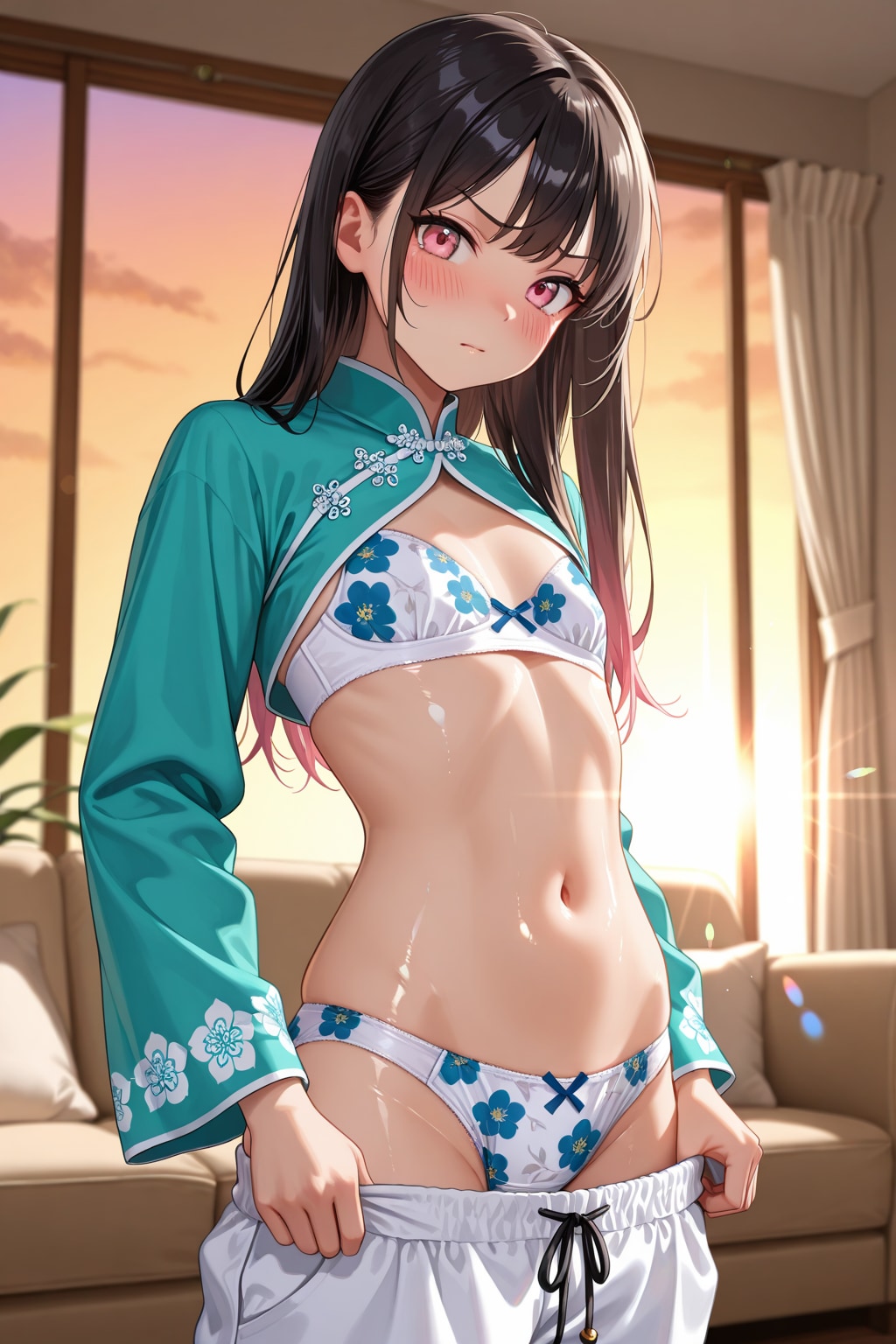 「アオザイに花柄の下着・・・すけべっ」