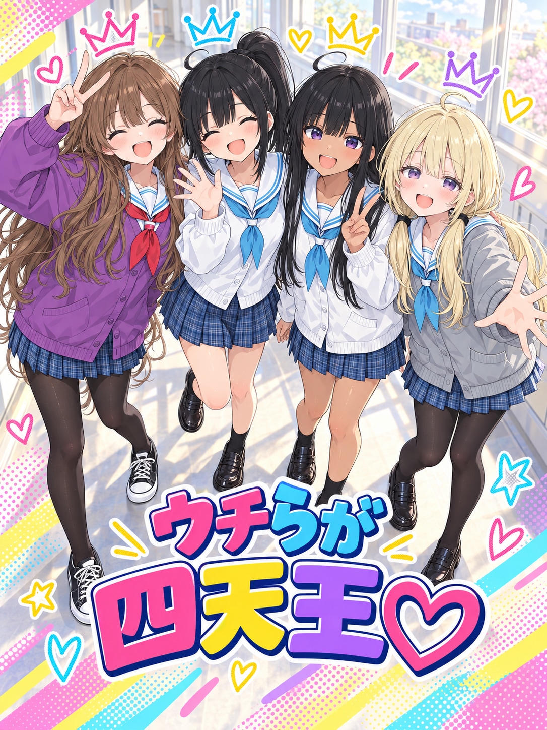 JK四天王 | の人気AIイラスト・グラビア
