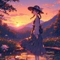 秋の夕暮れに佇む少女 7枚目