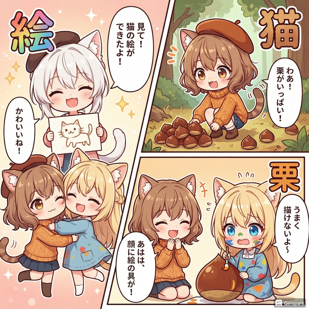 猫・栗・絵