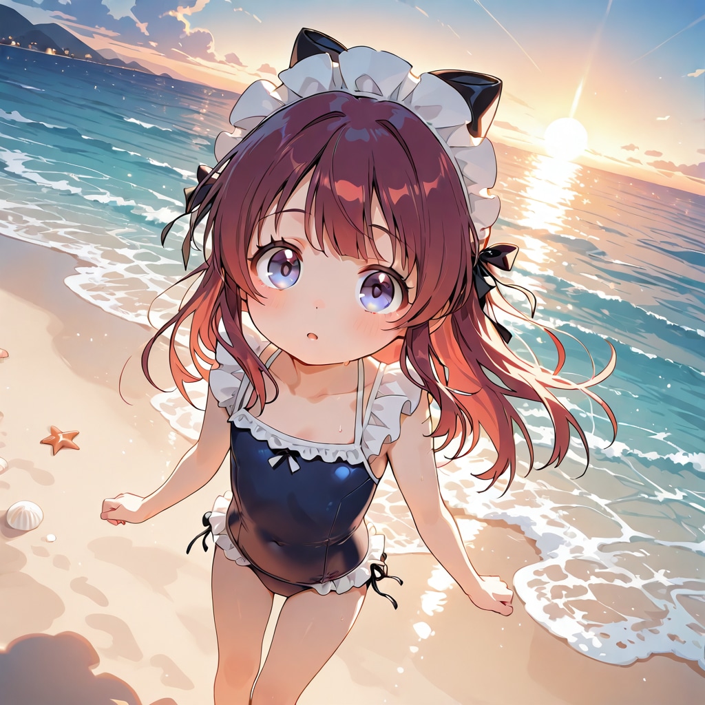 メイドちゃんと海デート | の人気AIイラスト・グラビア