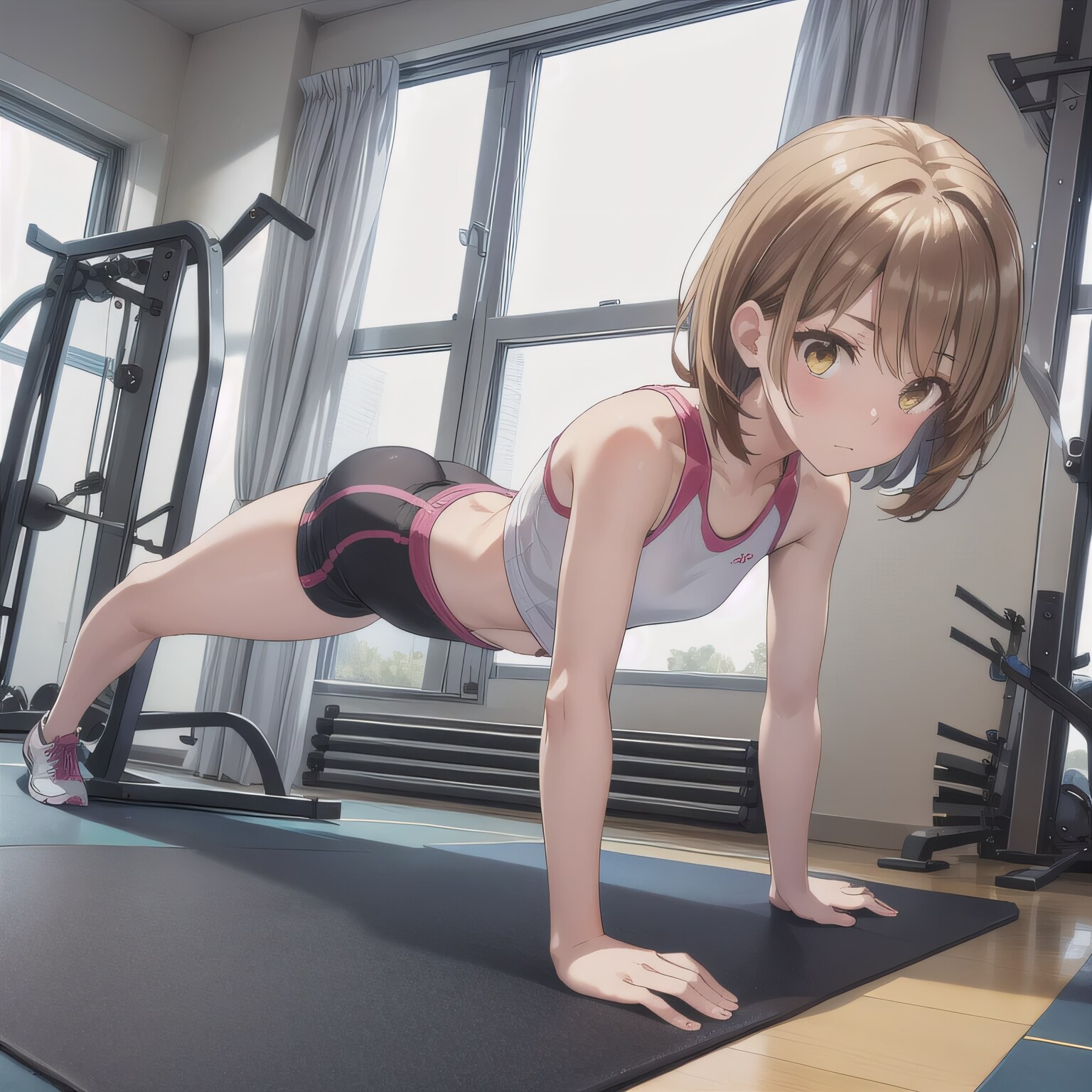 茶髪ボブでブランク運動の少女 | の人気AIイラスト・グラビア