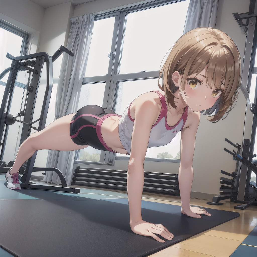 茶髪ボブでブランク運動の少女