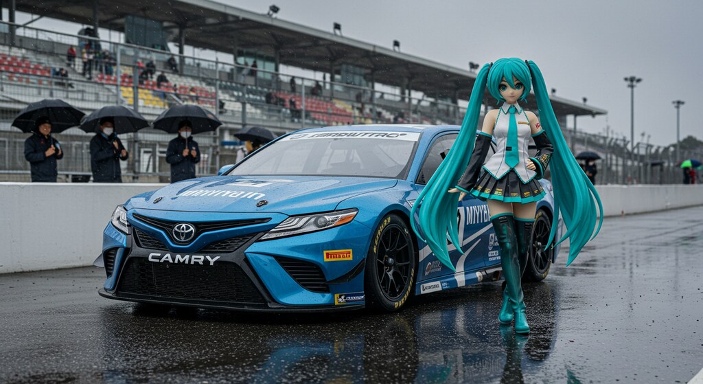 カムリレーシングカーと初音ミク