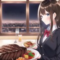 レストランで食事をする美少女 4枚目