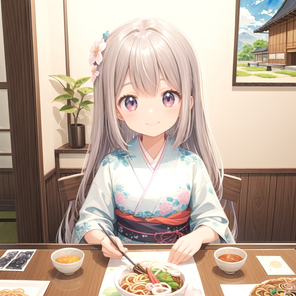うどんを食すお嬢様