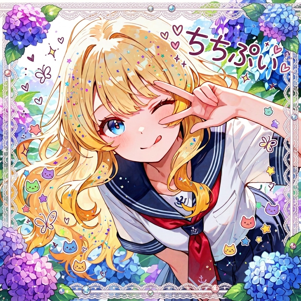 紫陽花フレームのデコレーションフォト