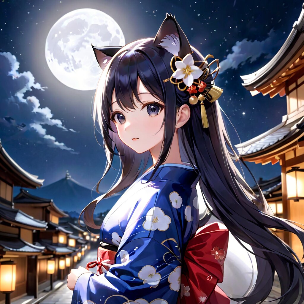 黒髪猫 | の人気AIイラスト・グラビア