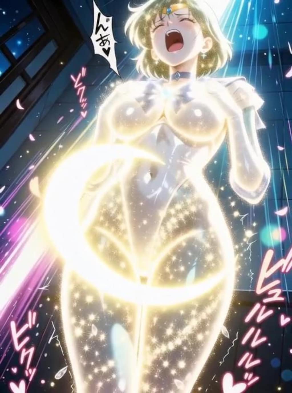 （ハイレグ偽マーキュリー💕消滅パラパラ疑似アニメ♪）妖魔マーキュリー！・・ムーンティアラ・アクションをくらい断末魔の叫びと共に消滅💦