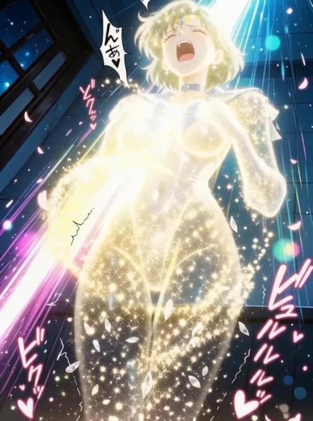 （ハイレグ偽マーキュリー💕消滅パラパラ疑似アニメ♪）妖魔マーキュリー！・・ムーンティアラ・アクションをくらい断末魔の叫びと共に消滅💦