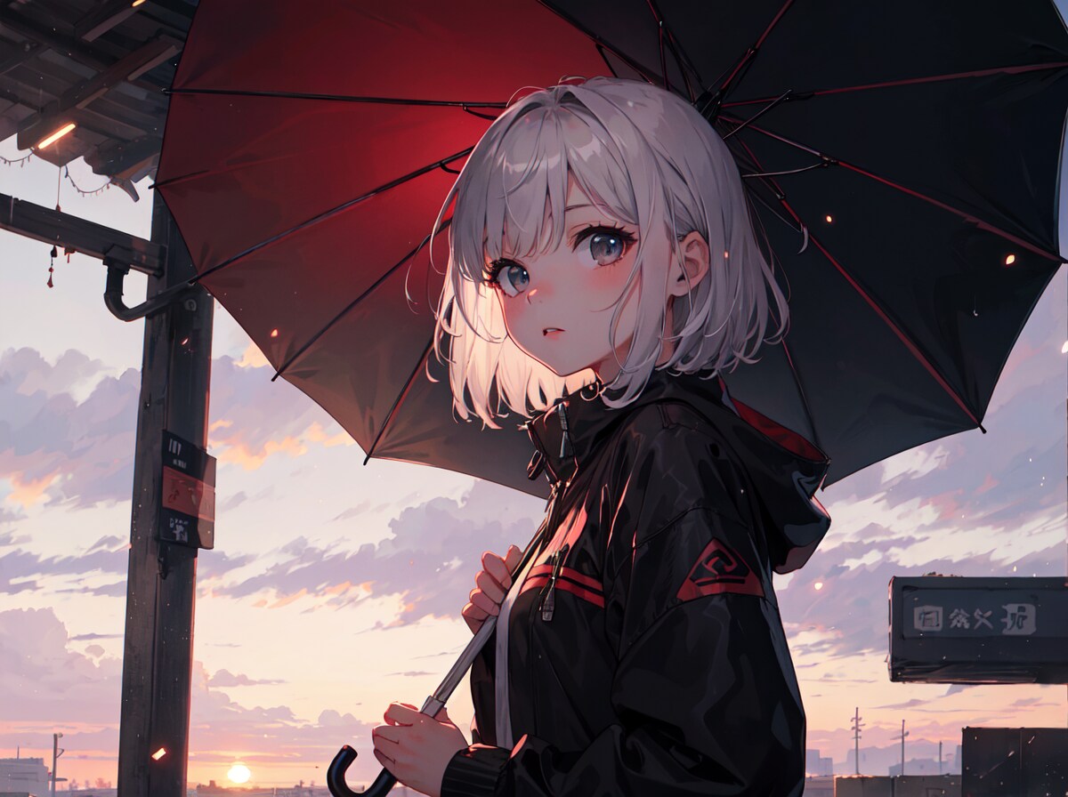 夕方の雨