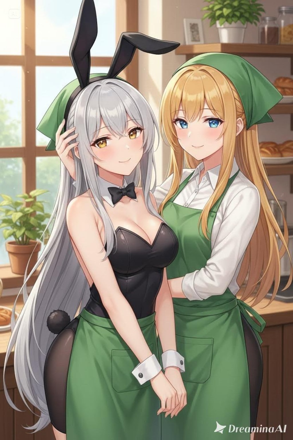 バニーガール店員さんをなでなでするV4Bちゃん