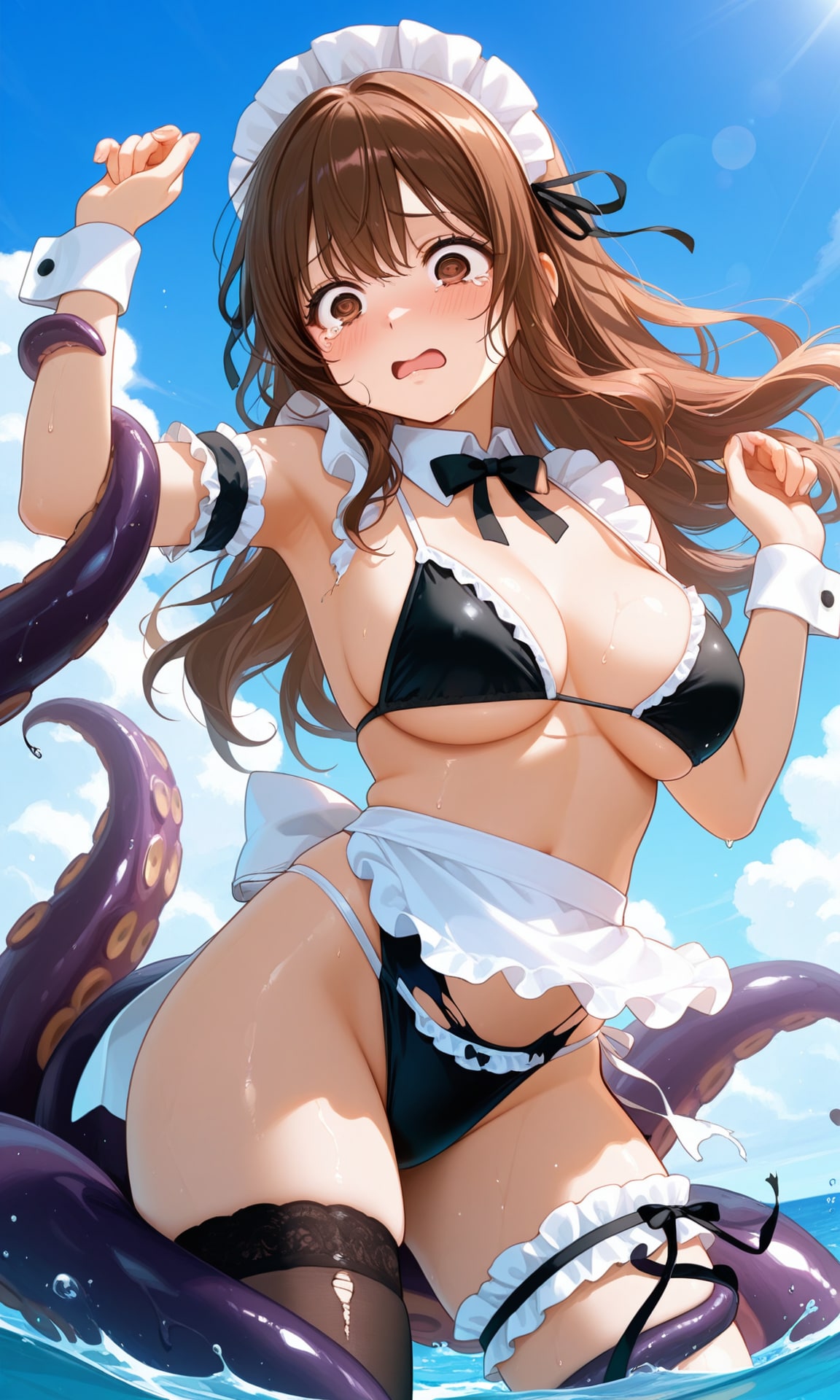 タコに襲われるメイドさん