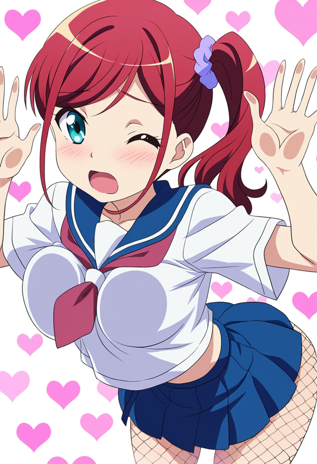 ガラス越し網タイツJK♡