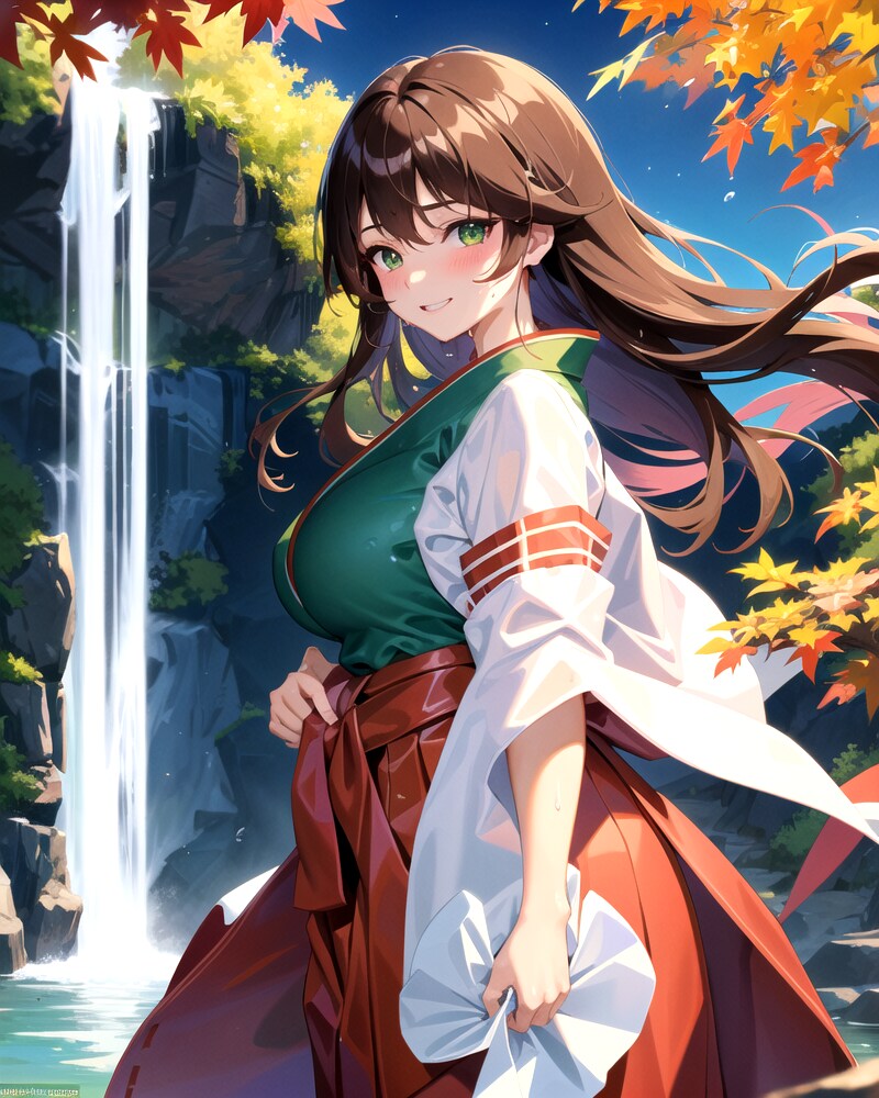 滝でお清め中①