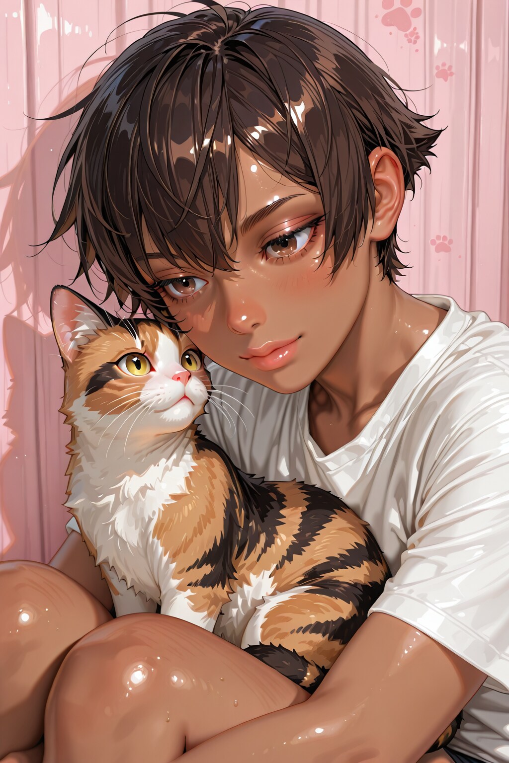 猫とTシャツと私 | の人気AIイラスト・グラビア