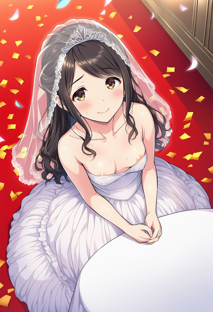 挨拶で胸チラしてることに気づいてない新婦