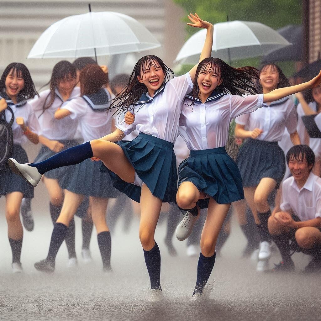 雨でテンション爆上げ!