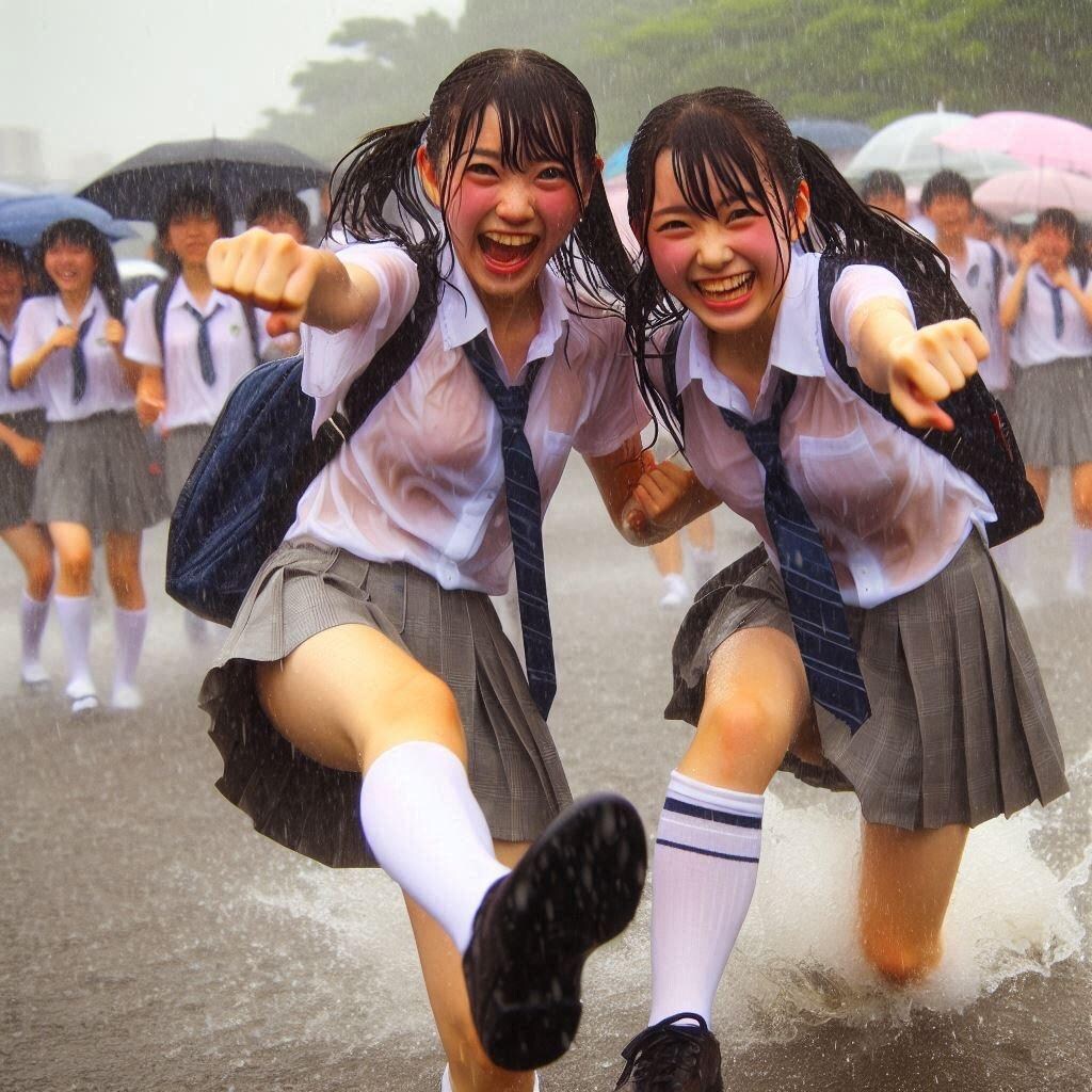 雨でテンション爆上げ!