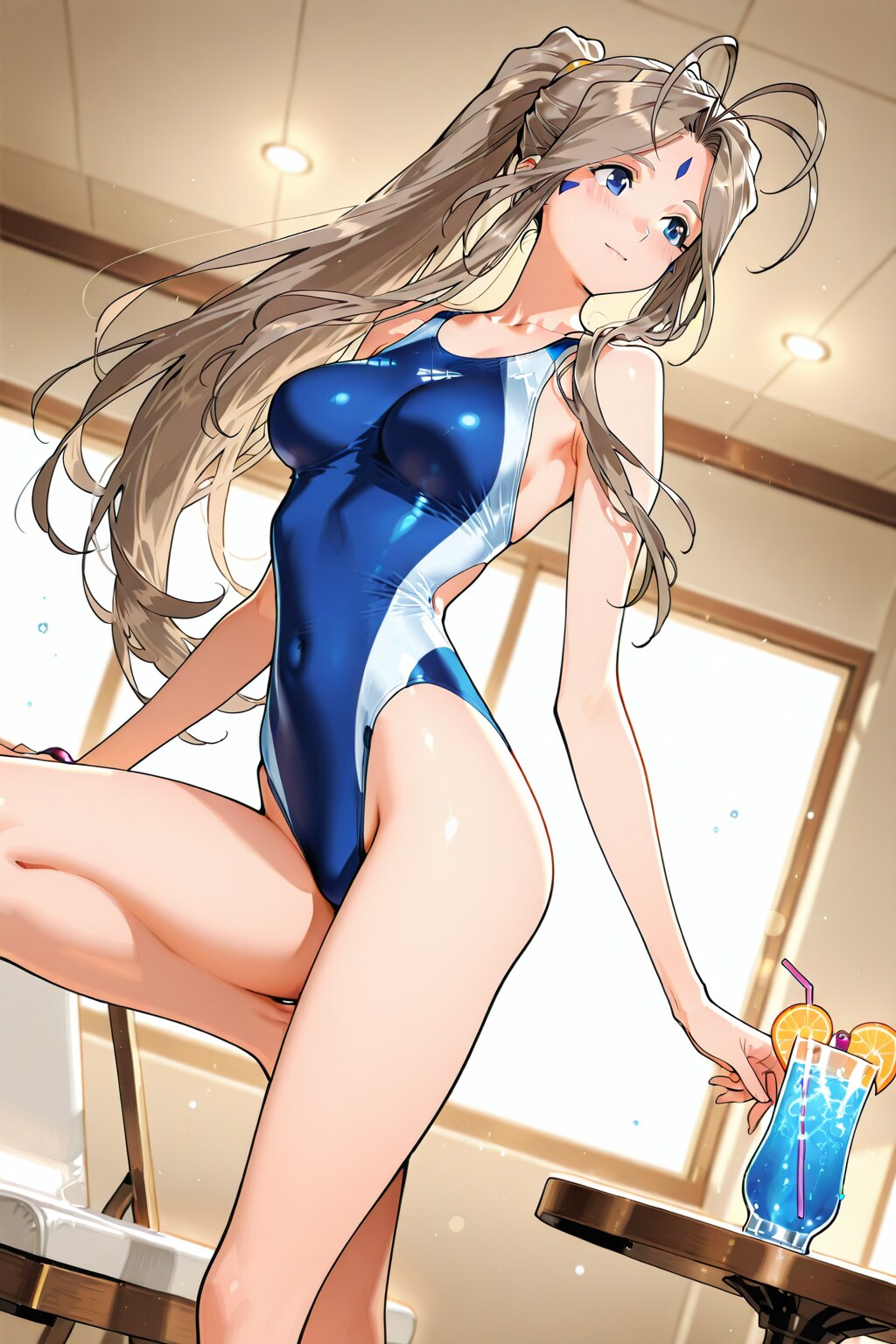 お昼からの自由時間・・・久しぶりに室内プールに来たわ。ーローアングルー