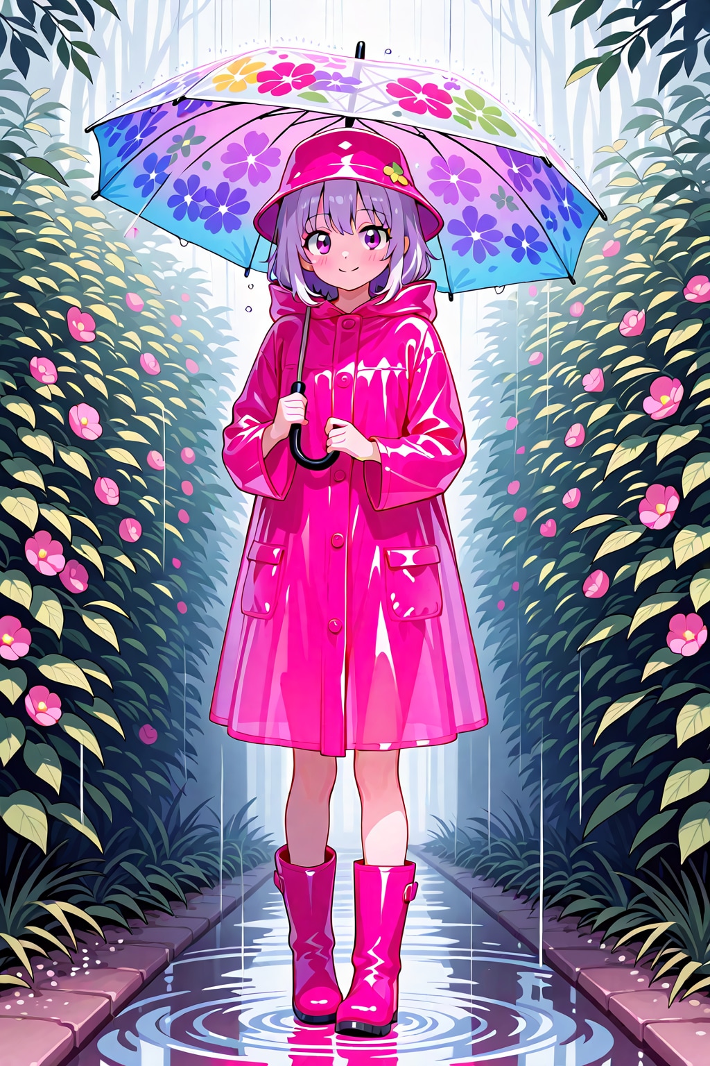 🌼花柄の傘☔ | の人気AIイラスト・グラビア