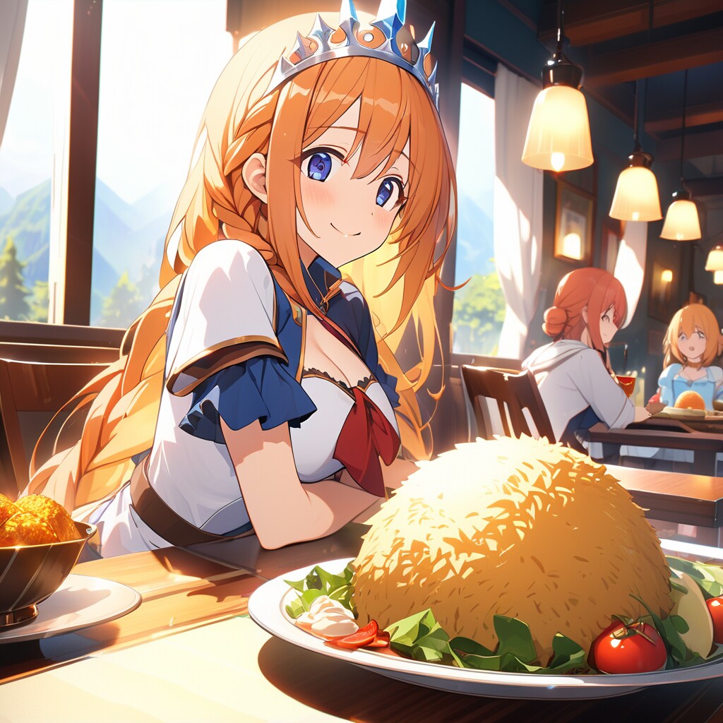 大盛チャーハンを見つめるペコリーヌ